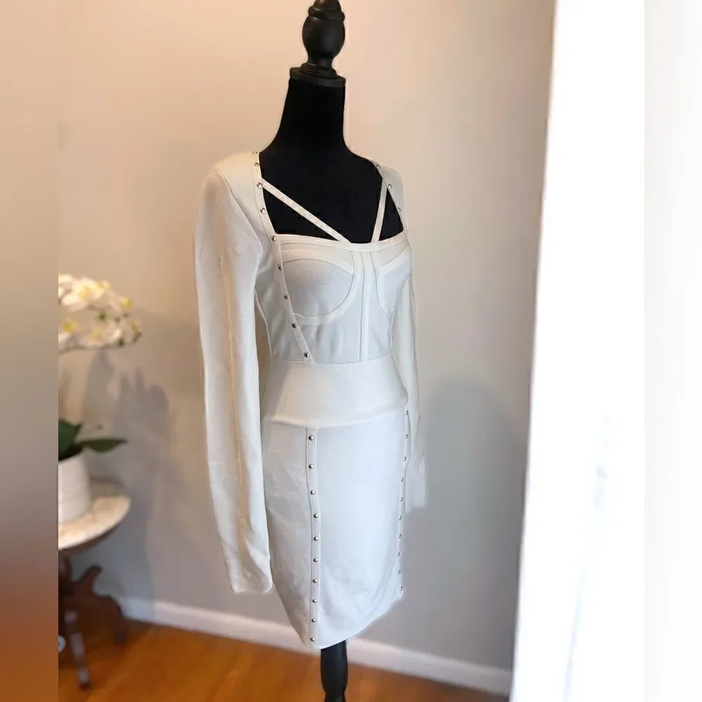 Guess by Marciano Sudded Long Sleeve Bandage Dress size M